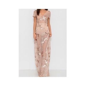 Sheer Maxi Dress with Sequin Pattern